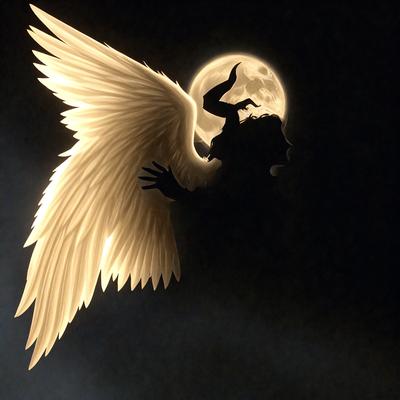 Primary subject: Angel
Setting/background: Dark background
Visual style: Digital art
Colors and mood: Dark, mysterious, and dramatic